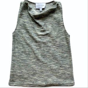 VIKTORIA & WOODS Sleeveless grey marle straight neck knit top